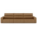 Ver imagem 7 de Sofá Retrátil 6 Lugares 404cm 3 Módulos Nero com USB Couro Caramelo G52 - Gran Belo