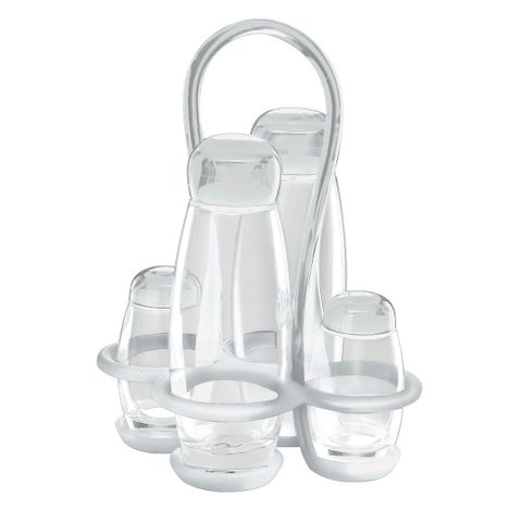 Galeteira de Mesa 180ml Azeite e Vinagre e Sal Pimenta 52ml - Everyday - Transparente - Guzzini