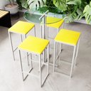 Ver imagem 1 de Conjunto Mesa Alta Bar Bistrô Redonda Vidro 4 Bancos Estofado Don Castro Decor