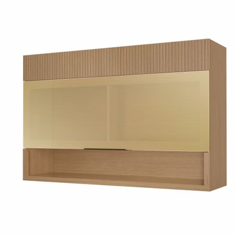 Armário 1 Porta Basculante Vidro Reflecta Infinito Realeza Premium Mdf Nesher