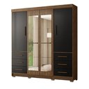 Ver imagem 1 de Roupeiro Casal com Espelhos 4 Portas 6 Gavetas Estrela Nogueira Preto