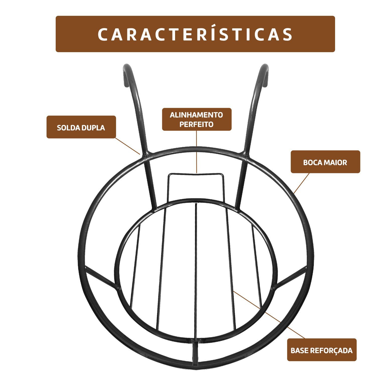 2 Suporte para Vasos De Plantas e Flores Suspenso de Ferro - 3