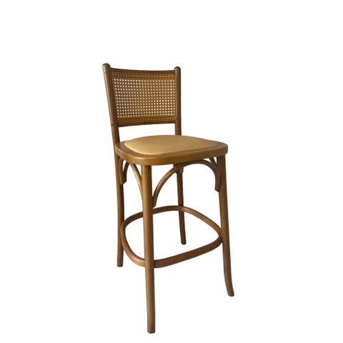 Banqueta Tomer Assento Rattan Bancada Bistrô Castanho