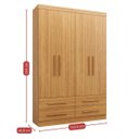 Ver imagem 3 de Guarda-Roupa Casal 4 Portas 4 Gavetas Majestic Marrom/Freijó
