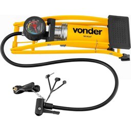 Bomba de Ar com Pedal e Manômetro - Amarela - 60cm - 2