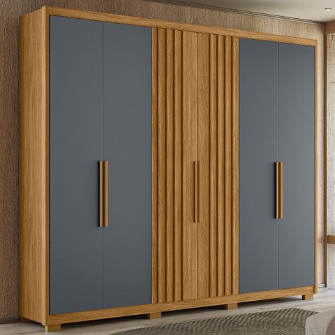 Guarda Roupa Araguaia 260cm 6 Portas Freijó Cinza Moval