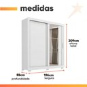 Ver imagem 3 de Guarda Roupas Casal com Espelho 2 Portas de Correr 4 Gavetas Siena Branco
