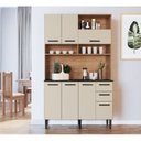 Ver imagem 1 de Armário para Cozinha 7 Portas 2 Gavetas Laranja/Freijó/Off White