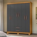 Ver imagem 1 de Guarda-Roupa Casal com 6 Portas e 2 Gavetas 149,6cm Multimóveis CR35674 Madeirado/Cinza