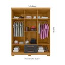 Ver imagem 3 de Guarda-Roupa Casal com 6 Portas e 2 Gavetas 149,6cm Multimóveis CR35674 Madeirado/Cinza