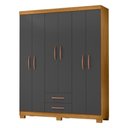 Ver imagem 2 de Guarda-Roupa Casal com 6 Portas e 2 Gavetas 149,6cm Multimóveis CR35674 Madeirado/Cinza