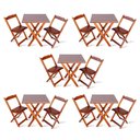 Ver imagem 1 de Kit de 5 Conjuntos de Mesa Dobrável 70x70 com 2 Cadeiras Imbuia - Cor: Marrom