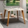 Mesa Lins para Jantar 90 Cm Base Madeira Maciça Ambiente Cozinha Off White - 1
