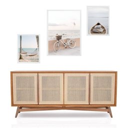 Set 3 Quadros Fotos Praia Soft:moldura Branca - 2