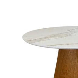 Mesa de Jantar Cone Redondo 100 Cm Base Freijó Tampo Mármore Branco Extra - 3