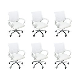 Kit 6 Cadeiras de Escritório Begonia Mesh Ergonômico Branco - 2