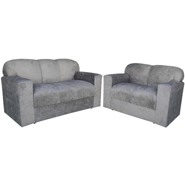 Conjunto Sofá 3 e 2 Lugares Xaropinho Suede Cinza Conjunto Sofá 3 e 2 Lugares Xaropinho Suede Cinza