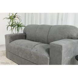 Conjunto Sofá 3 e 2 Lugares Xaropinho Suede Cinza - 4
