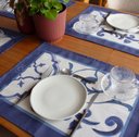 Ver imagem 2 de Jogo Americano Paixão Mediterrânea - Branco Cru e Azul Sarja de Algodão (Kit com 2)
