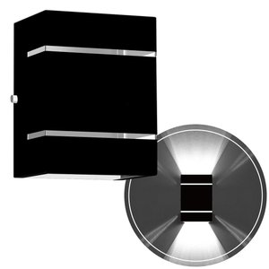 Arandela Externa 2 Frisos Foco Fachos Parede Muro Preto