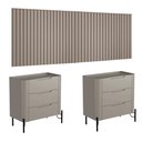 Ver imagem 4 de Conjunto Cabeceira King 360cm C/ 2 Mesas de Cabeceira em Mdf Cor:grigio com Preto