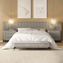 Ver imagem 1 de Conjunto Cabeceira King 360cm C/ 2 Mesas de Cabeceira em Mdf Cor:grigio com Preto