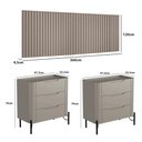 Ver imagem 3 de Conjunto Cabeceira King 360cm C/ 2 Mesas de Cabeceira em Mdf Cor:grigio com Preto