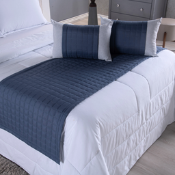 Peseira de Cama King - Kit 5 Pçs com Almofadas Cheias: Azul - 3