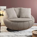 Ver imagem 5 de Kit 02 Poltronas Giratórias para Sala de Estar Kira M03 Bouclê Bege Escuro - Lyam Decor
