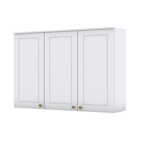 Armário Aéreo 3 Portas 120 Cm Nova York Branco Hp - Henn