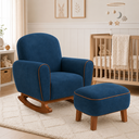 Ver imagem 1 de Poltrona Amamentação Nuvem Base Balanço com Puff Suede:Suede Azul Marinho