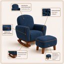 Ver imagem 2 de Poltrona Amamentação Nuvem Base Balanço com Puff Suede:Suede Azul Marinho