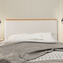 Ver imagem 2 de Cabeceira Cama Box Casal 1,40m Estofada Detalhe em Madeira Java Linho Crú