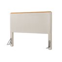 Ver imagem 1 de Cabeceira Cama Box Casal 1,40m Estofada Detalhe em Madeira Java Linho Crú