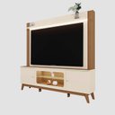 Ver mais imagens de Estante para TV e Home Theater até 75 Polegadas MDF 198,4cmx188,5cm Maceió Bege Off White/Amêndoa