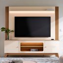 Ver imagem 1 de Estante para TV e Home Theater até 75 Polegadas MDF 198,4cmx188,5cm Maceió Bege Off White/Amêndoa