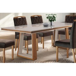 Mesa de Jantar Retangular com Detalhe Central - Malta-2,0 x 1,0 metros - Requinte Salas - 2