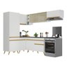 Armário de Cozinha Completa de Canto Veneza Multimóveis V2051 Branco/Dourado - 1
