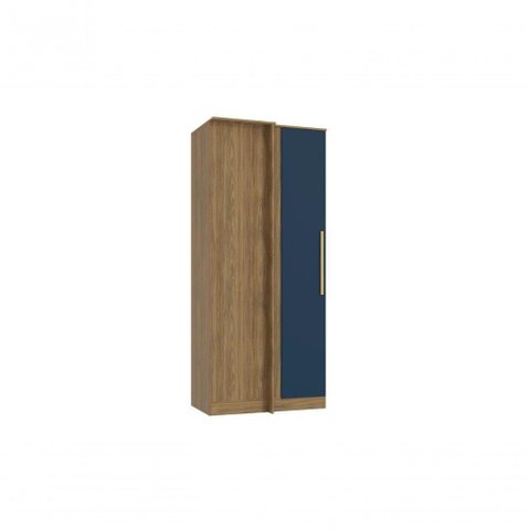 Guarda-roupa de Canto Reto 1 Porta Kappesberg Adapt Nogueira/azul Profundo 100cm