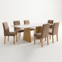 Ver imagem 2 de Conjunto Sala de Jantar 6 Lugares Retangular Tampo Vidro/MDF 160x80cm Mesa e Cadeiras Lyra