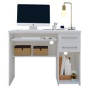 Ver imagem 2 de Escrivaninha Mesa Escritório 9665 Oscarini 2 Gavetas 100% MDF 103cm Branco