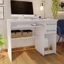 Ver imagem 1 de Escrivaninha Mesa Escritório 9665 Oscarini 2 Gavetas 100% MDF 103cm Branco