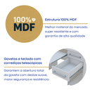 Ver imagem 7 de Escrivaninha Mesa Escritório 9665 Oscarini 2 Gavetas 100% MDF 103cm Branco