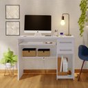Ver mais imagens de Escrivaninha Mesa Escritório 9665 Oscarini 2 Gavetas 100% MDF 103cm Branco