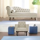 Ver imagem 1 de Kit Diva Recamier Juliana 185cm Lado Direito e 01 Poltrona Classic Linho Bege - Amarena Móveis