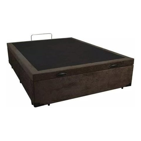 Cama Box Bau King Marrom Corino 1,93cm Premium Blindada Super Reforçada
