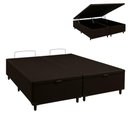 Ver imagem 4 de Cama Box Bau King Marrom Corino 1,93cm Premium Blindada Super Reforçada