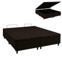 Ver imagem 3 de Cama Box Bau King Marrom Corino 1,93cm Premium Blindada Super Reforçada