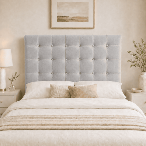 Cabeceira Ana Estofada Veludo p/ Cama Box Casal King 195cm Quarto