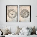 Ver imagem 1 de Kit 2 Quadros Pai Nosso e Mandala Hooponopono 24x18cm - com Vidro:moldura Preta